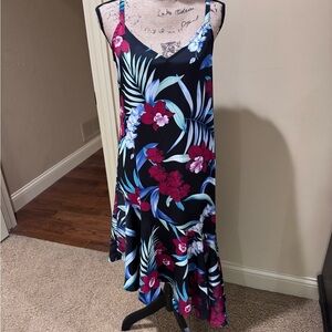 Tommy Bahama Black Dress with Vibrant Floral Design Sz s
